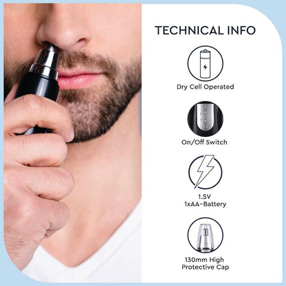 3-in-1 Electric Nose, Eyebrow & Facial Hair Trimmer  For Men & Women | Painless Grooming | Compact & Portable